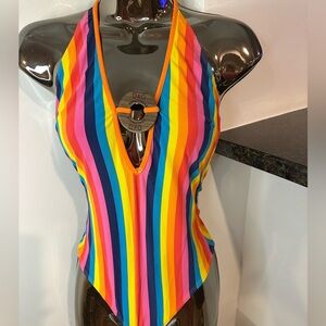 D&G Vibrant Striped Halter Swimsuit